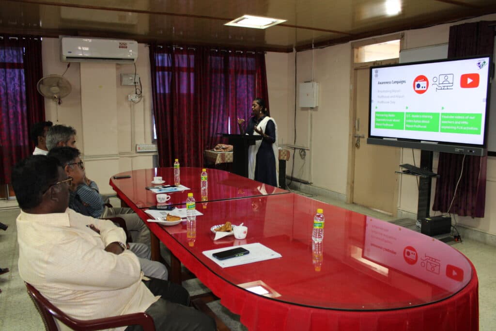 Students presenting their work in a government-school classroom