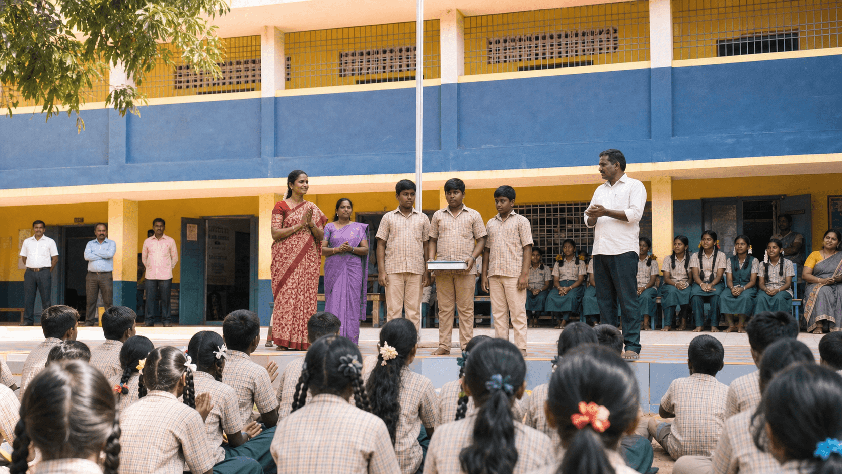 Student leaders at a school assembly
